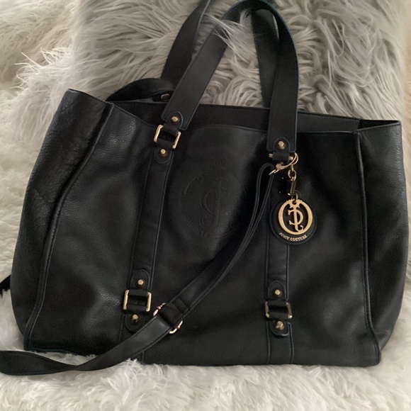 Juicy Couture Logo Crossbody Tote,Two Handles,Size Large,Color Black,Blue Preown